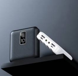 Baterie externa 12.000 mah cu lanterna si cabluri de incarcare incorporate q-cd227