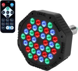 Bec rgb led cu 18/40 leduri, cu joc de lumini si telecomanda, pentru evenimente, club, disco, petrecere