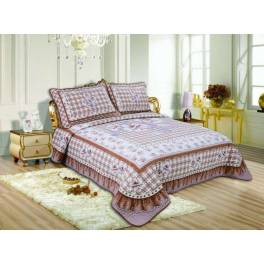 Cuvertura de pat bumbac finet, 2 persoane, 3 piese,model 17001-2-4
