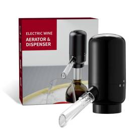 Dozator electric de vin, cu aerator si dispenser automat, decantare vin, iluminare led, buton on/off, alimentare pe baterii, tub 30 cm, 10.5 x 5 cm
