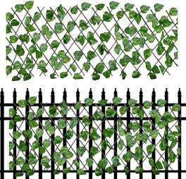 Gard artificial extensibil cu frunze verzi, 160 x 70 cm