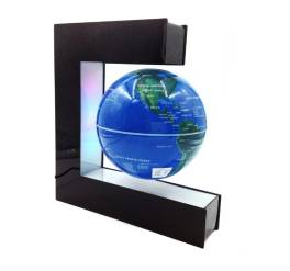 Glob care leviteaza cu leduri ,culoare albastru ,diametru glob 15cm