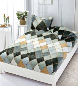 Husa de pat cocolino cu doua fete de perna model romb