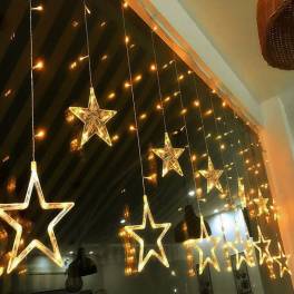 Instalatie 12 franjuri cu stelute mici si mari 3x1 m