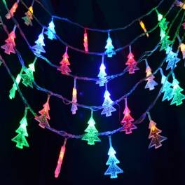 Instalatie de craciun cu 40 beculete  multicolore in forma de braduti