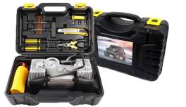 Kit pentru reparații auto: compresor 12v cu 2 cilindri și set complet cu 7 accesorii