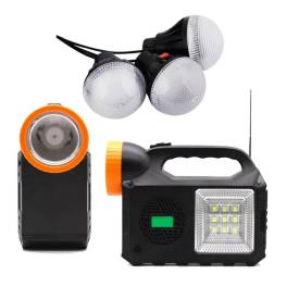 Kit solar de iluminare gd times gd-102, 3 becuri, boxa bt, radio, 80w