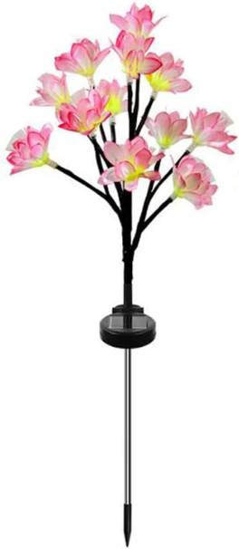 Lampa solara de gradina cu 12 floricele roz