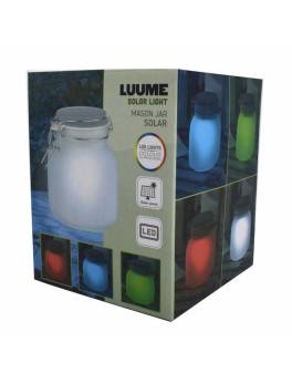 Lampa solara led, tip borcan, multicolora, sticla