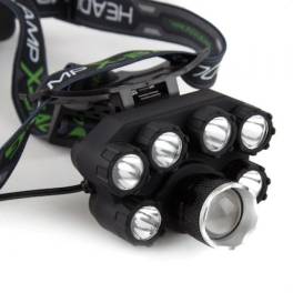 Lanterna de cap premium cu 7 led xt6 cree , 2 acumulatori 3,7v inclusi