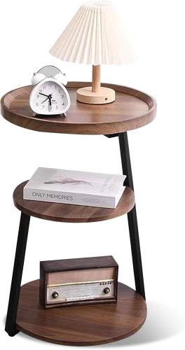 Masuta de cafea pentru living cu 3 polite rotunde,  negru/wenge