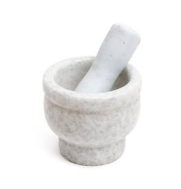 Mojar si pistil din marmura, alb  11,5 x 10.5 cm