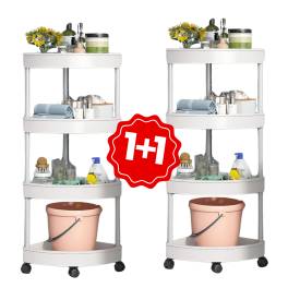 Ofertă 1+1 gratis: 2 etajere colt cu 4 rafturi, pentru baie sau bucatarie 