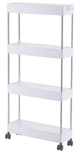 Organizator cu roti,portabil,4 rafturi,alb