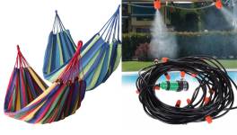 Pachet: hamac cu sac de depozitare+ kit racit terasa 