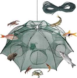 Plasa de pescuit pliabila tip umbrela cu 8  intrari