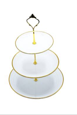 Platou supraetajat pentru prajituri cu 3 niveluri , alb