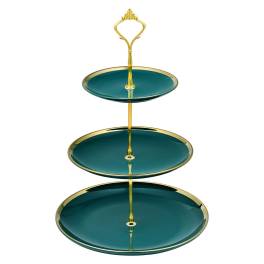 Platou supraetajat pentru prajituri cu 3 niveluri , verde