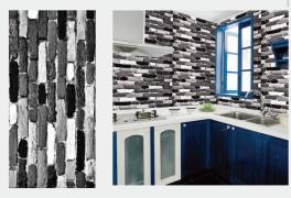 Set 10 placi autoadezive tapet  caramida  gri