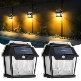 Set 2 lampi solare de perete led, 28w, cu senzori