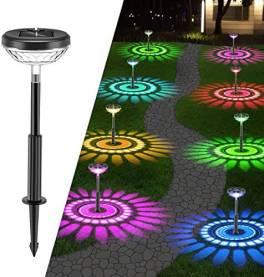 Set 2 lampi solare led rgb pentru gradina cu doua moduri de lumina