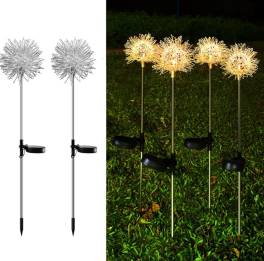 Set 2 lampi solare papadie alb cald pentru gradina