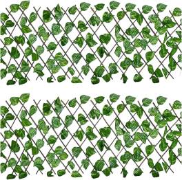 Set 2x gard artificial extensibil frunze verzi, 160 x 60