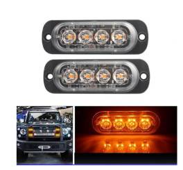 Set 4 x stroboscop 12 led, lumina portocalie