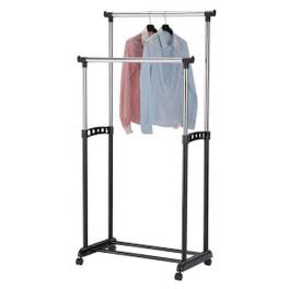 Suport dublu cu roti pentru imbracaminte - inaltime 160 cm