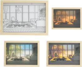 Tablou cu desene tip lampa de veghe 22x32 cm