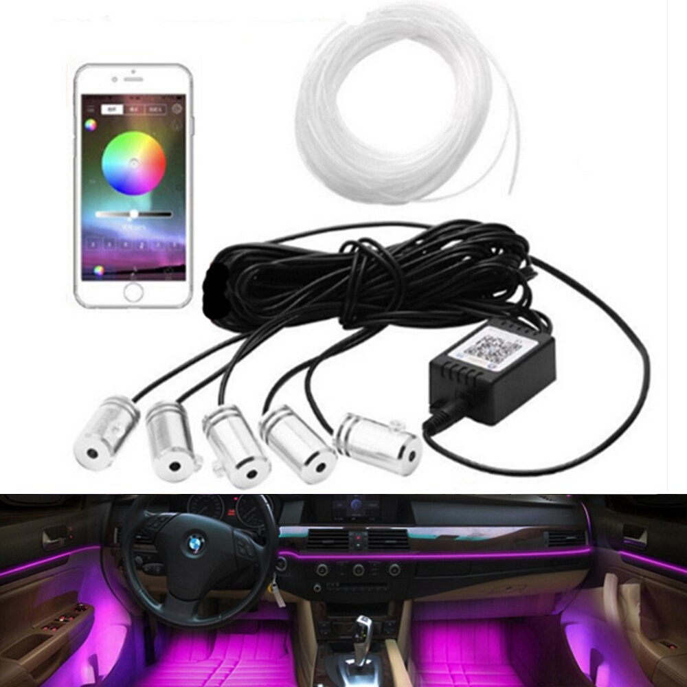 Banda led auto, rgb, control aplicatie, compatibil cu ios/andorid, 12v, 6m, multicolor