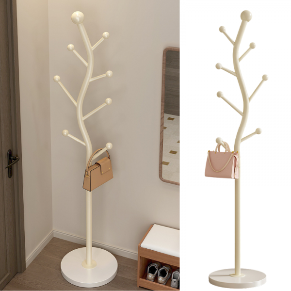 Cuier pentru haine &icirc;n formă de s, 7 c&acirc;rlige, oțel carbon, crem