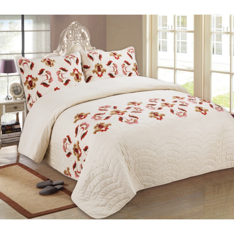 Cuvertura de pat bumbac finet, 2 persoane, 3 piese, model 17033-5