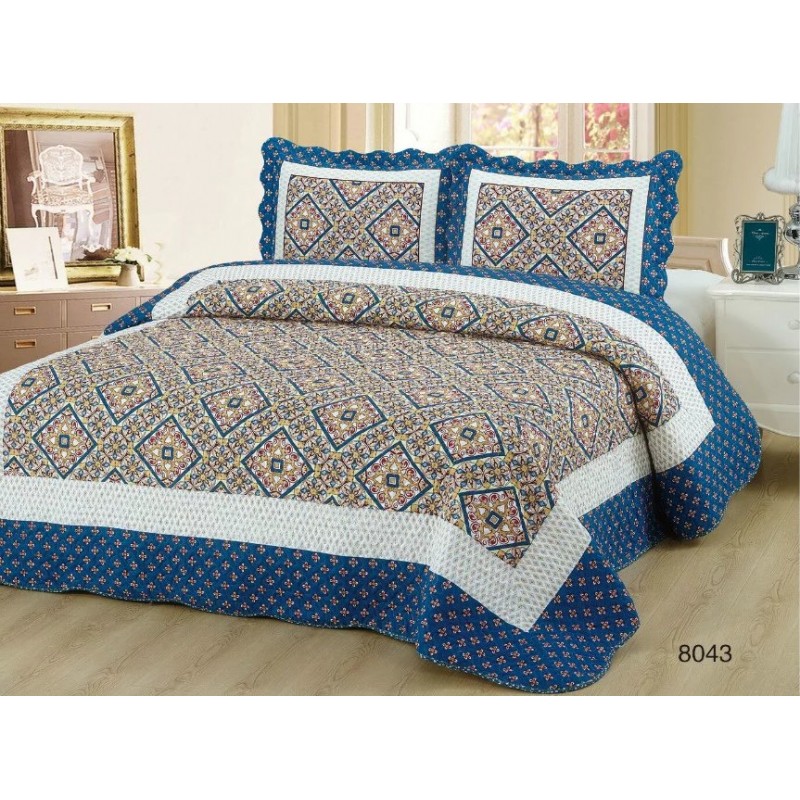 Cuvertura de pat bumbac satinat, 2 persoane, 3 piese, model 8043