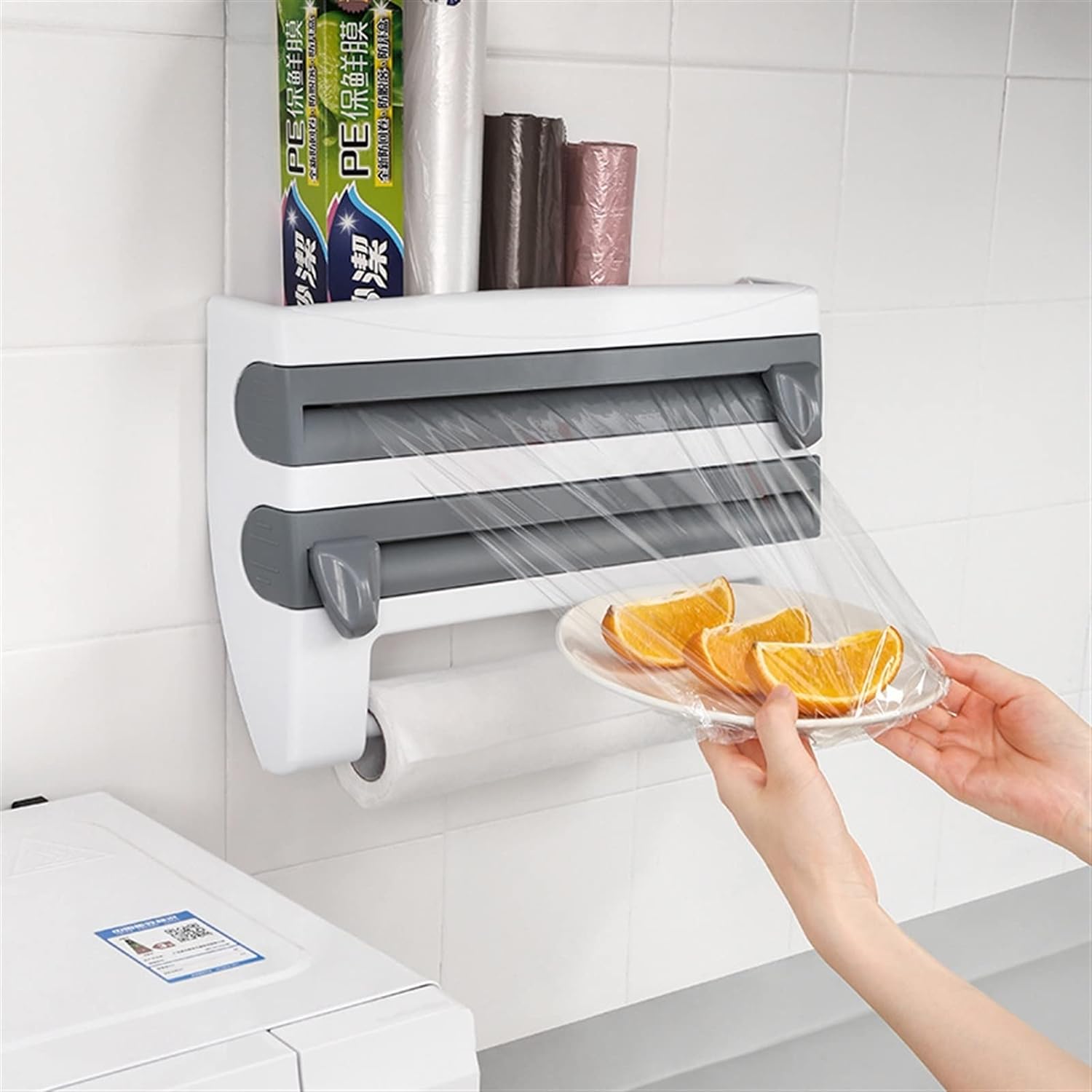 Dispenser de bucatarie 3 in 1 pentru folie alimentara, rola de hartie, folie de aluminiu
