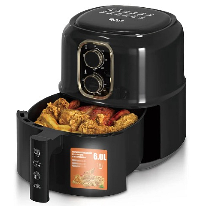 Friteuza cu aer cald 4.9l airfryer raf r5361b, gătire sănătoasă și rapidă