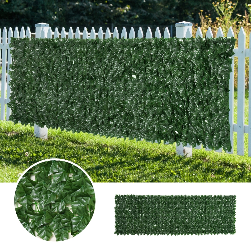 Gard artificial verde cu frunze, 250x100cm