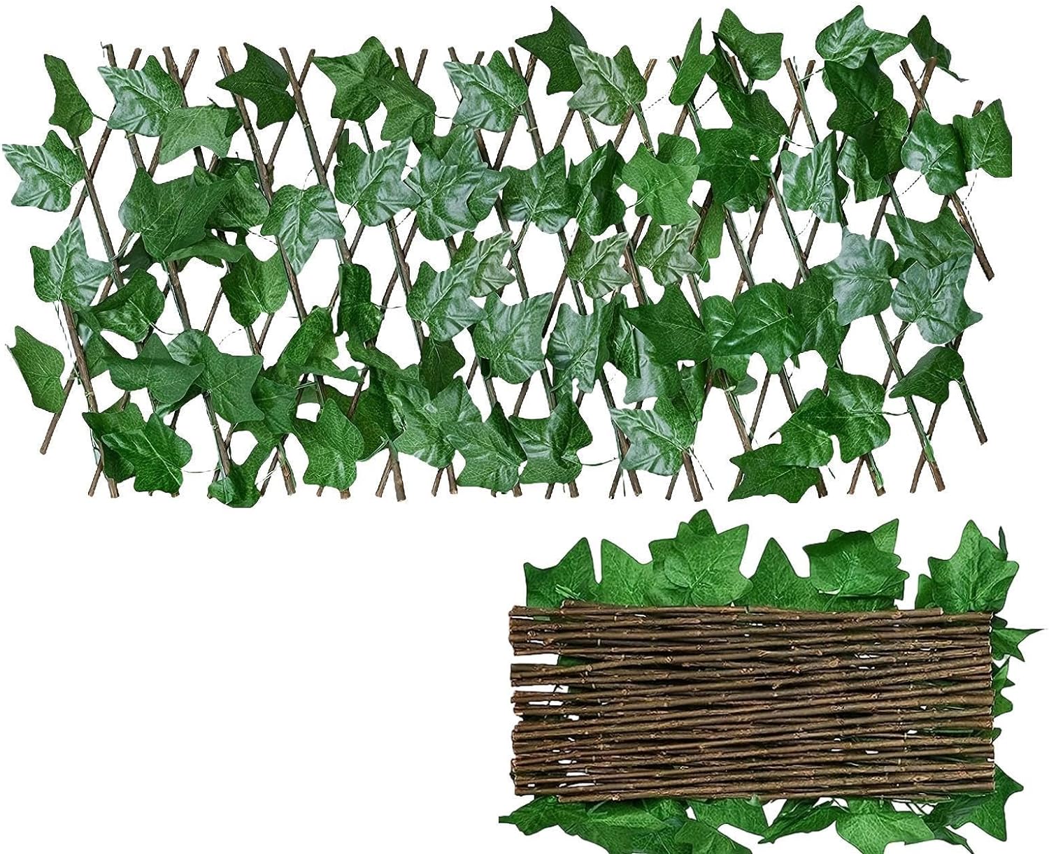 Gard lemn cu frunze artificiale 2,5 x1 m , vesnic verde, model iedera