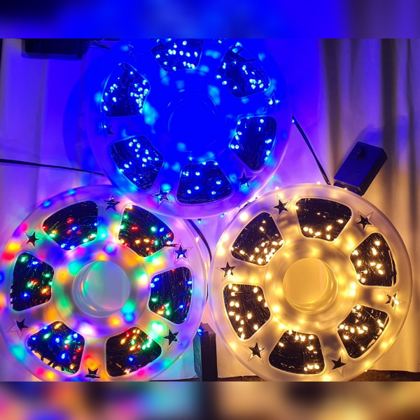 Instalatie de craciun de exterior ,rola 100m, led-uri model v8 diamant, diverse culori