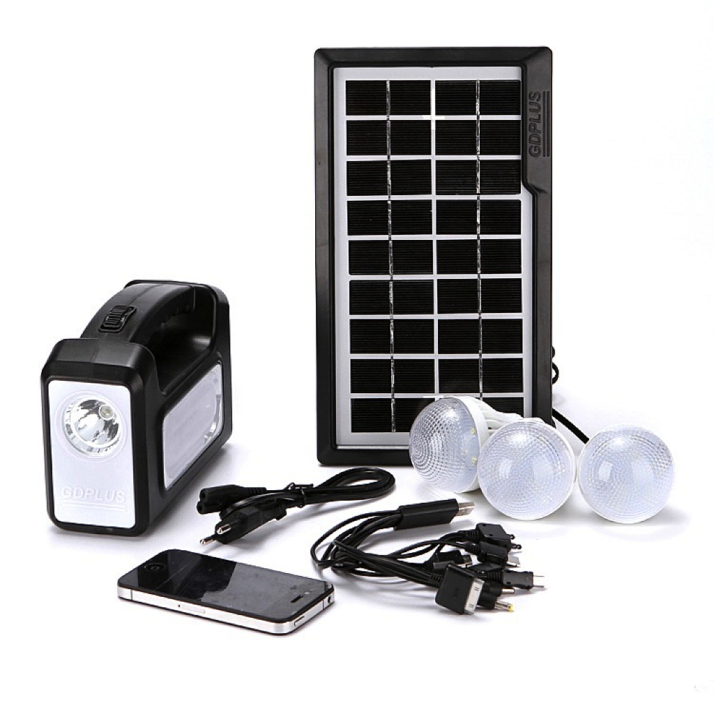 Kit solar cu 3 becuri led,usb si acumulator de capacitate mare gd-lite 3