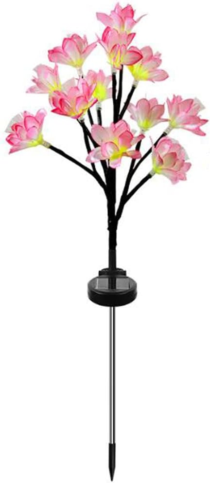 Lampa solara de gradina cu 12 floricele roz