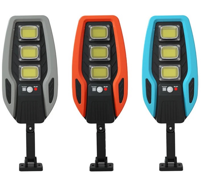  lampa solara de inductie 60w cu 3 reflectoare, 54 cob led-uri si senzor de miscare