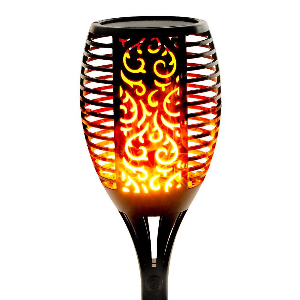 Lampa solara tip torta cu efect flacara, varianta mare 58cm, 96led