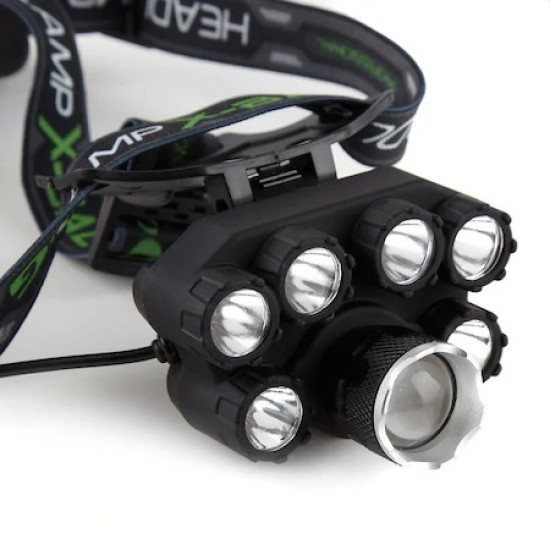 Lanterna de cap premium cu 7 led xt6 cree , 2 acumulatori 3,7v inclusi