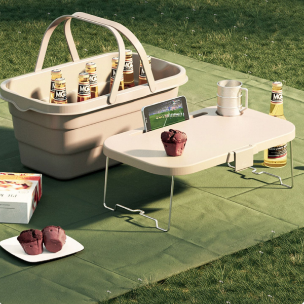 Lighean pliabil 2 &icirc;n 1 cu măsuță picnic, 8l, compact și multifuncțional