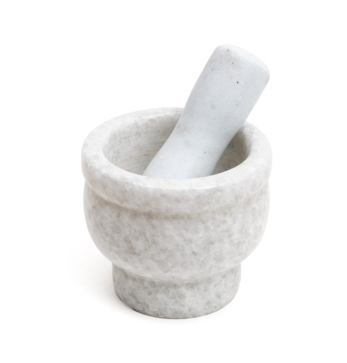 Mojar si pistil din marmura, alb  11,5 x 10.5 cm