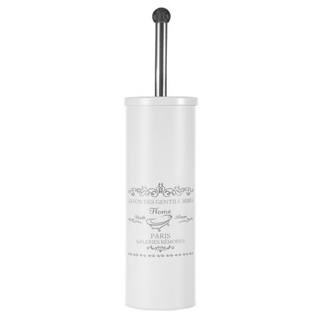 Perie pentru toaleta s-home deluxe cu suport metalic, model cu mesaj, alb