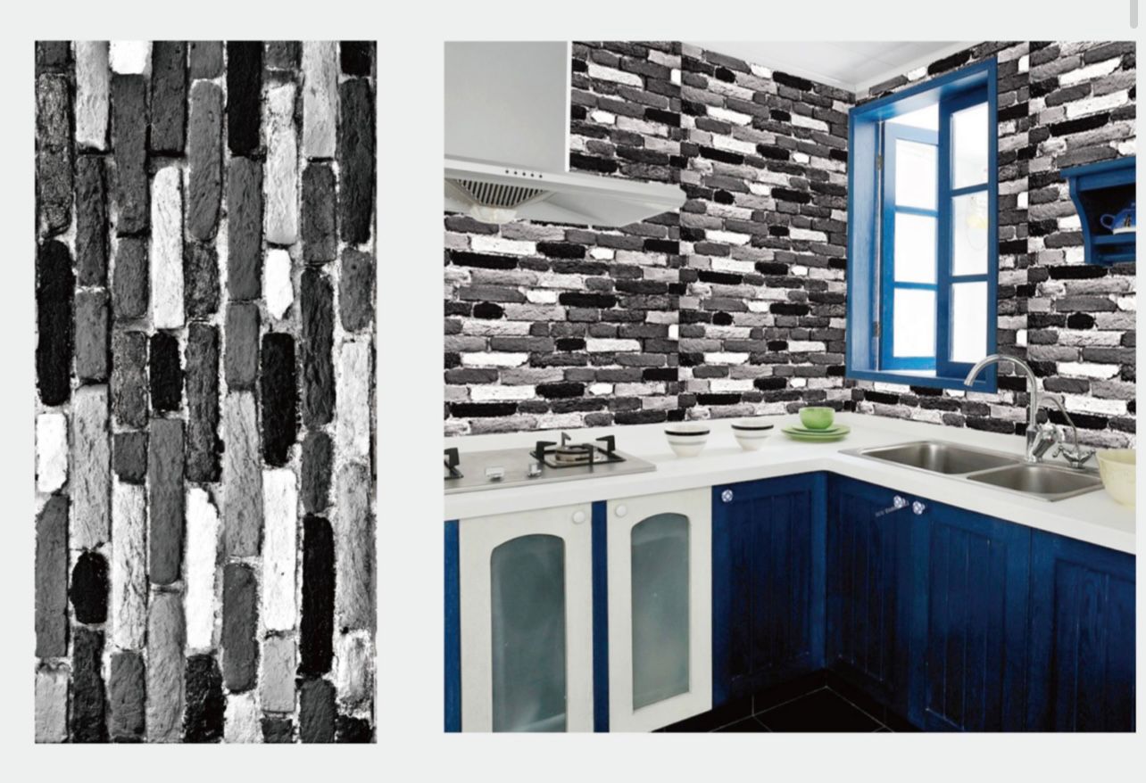 Placa autoadeziva tapet  caramida  gri