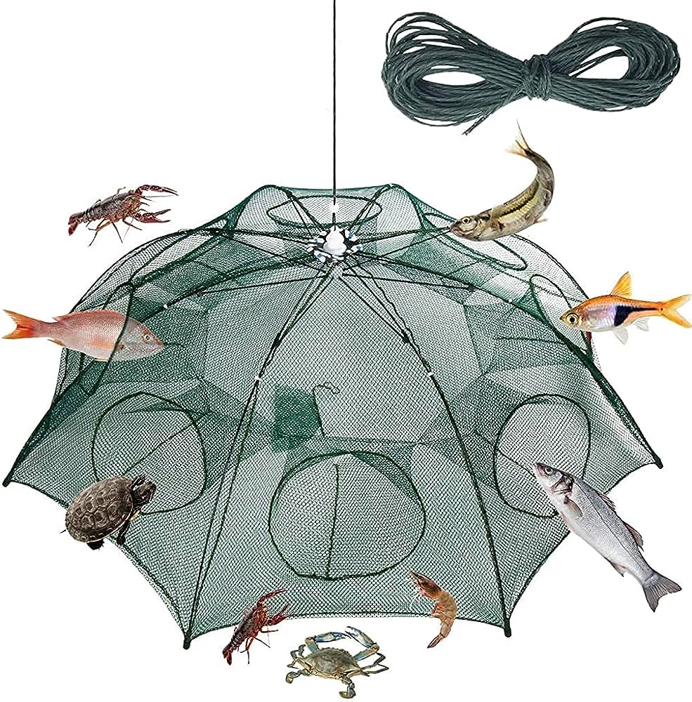 Plasa de pescuit pliabila tip umbrela cu 8  intrari