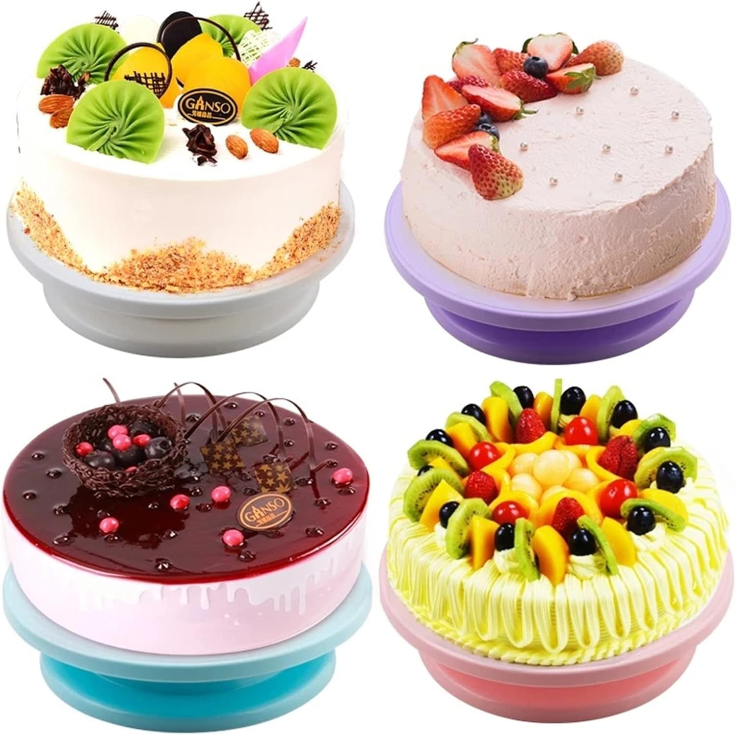 Platou rotativ antiderapant pentru tort, din plastic eco-friendly, 28  cm